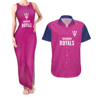 Caribbean Cricket Barbados Custom Couples Matching Tank Maxi Dress and Hawaiian Shirt Strike of the Tridents Pink Fury - Wonder Print Shop