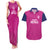 Caribbean Cricket Barbados Custom Couples Matching Tank Maxi Dress and Hawaiian Shirt Strike of the Tridents Pink Fury - Wonder Print Shop