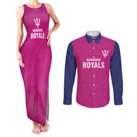 Caribbean Cricket Barbados Custom Couples Matching Tank Maxi Dress and Long Sleeve Button Shirt Strike of the Tridents Pink Fury - Wonder Print Shop