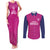 Caribbean Cricket Barbados Custom Couples Matching Tank Maxi Dress and Long Sleeve Button Shirt Strike of the Tridents Pink Fury - Wonder Print Shop