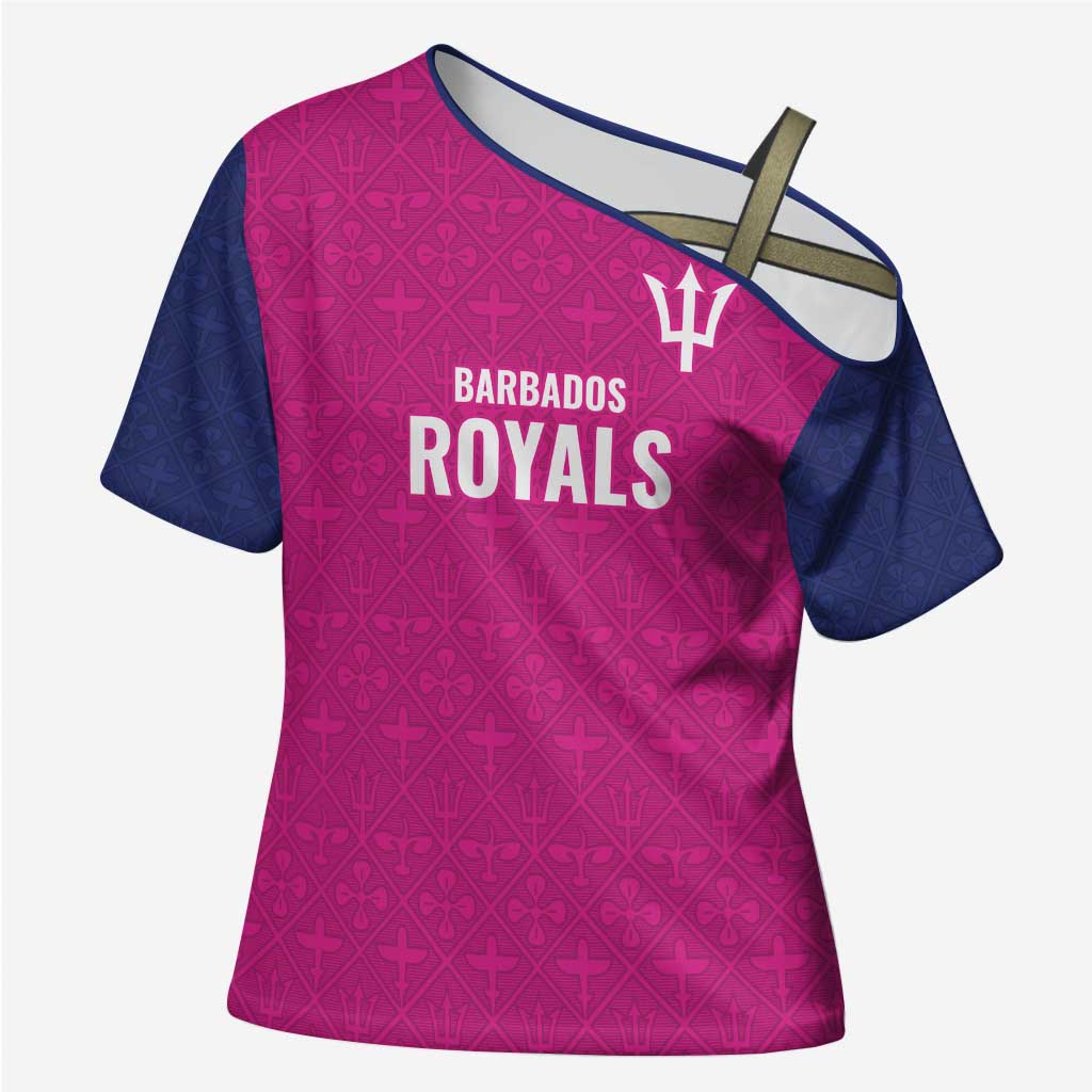 Caribbean Cricket Barbados Custom Cross Shoulder Shirt Strike of the Tridents Pink Fury - Wonder Print Shop