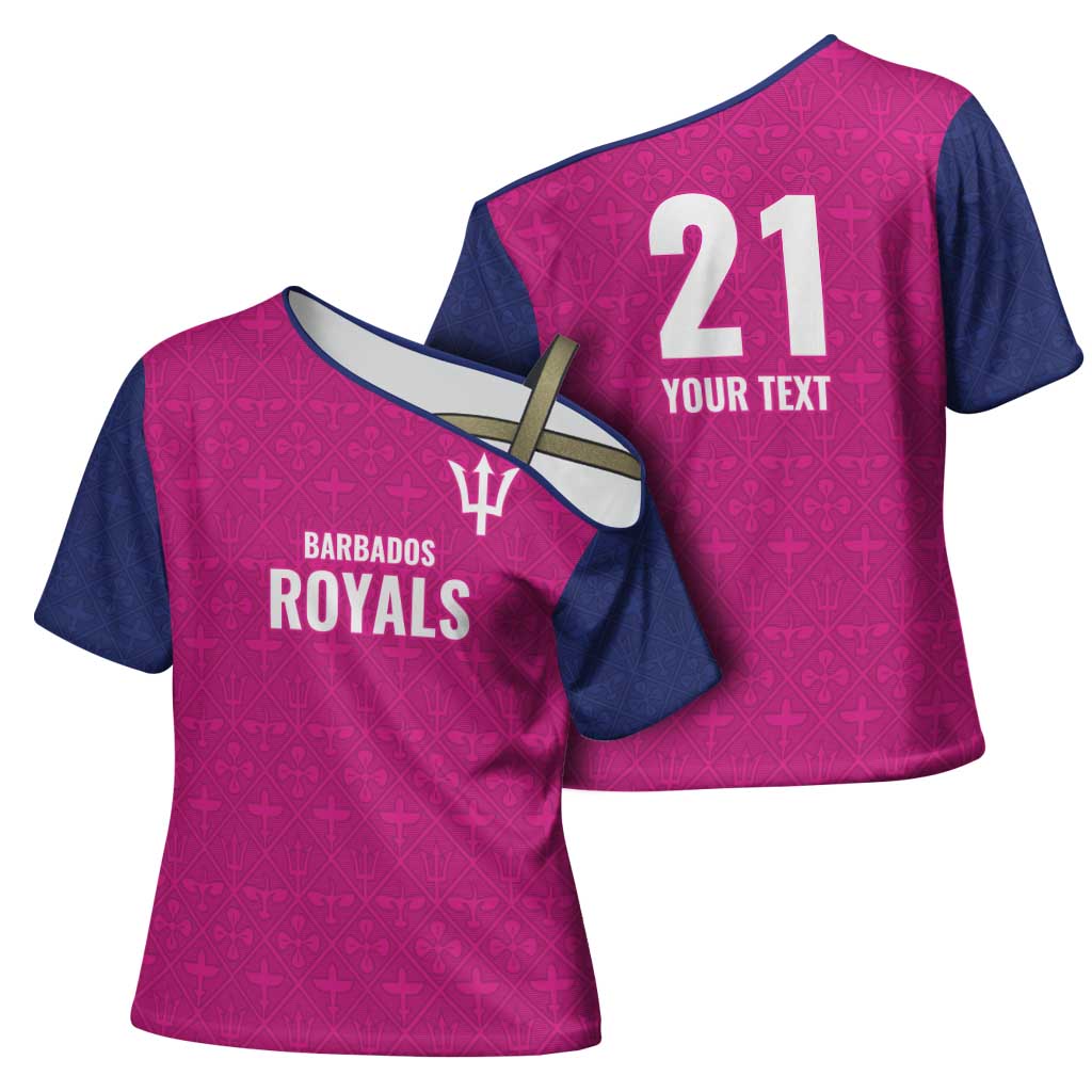 Caribbean Cricket Barbados Custom Cross Shoulder Shirt Strike of the Tridents Pink Fury - Wonder Print Shop