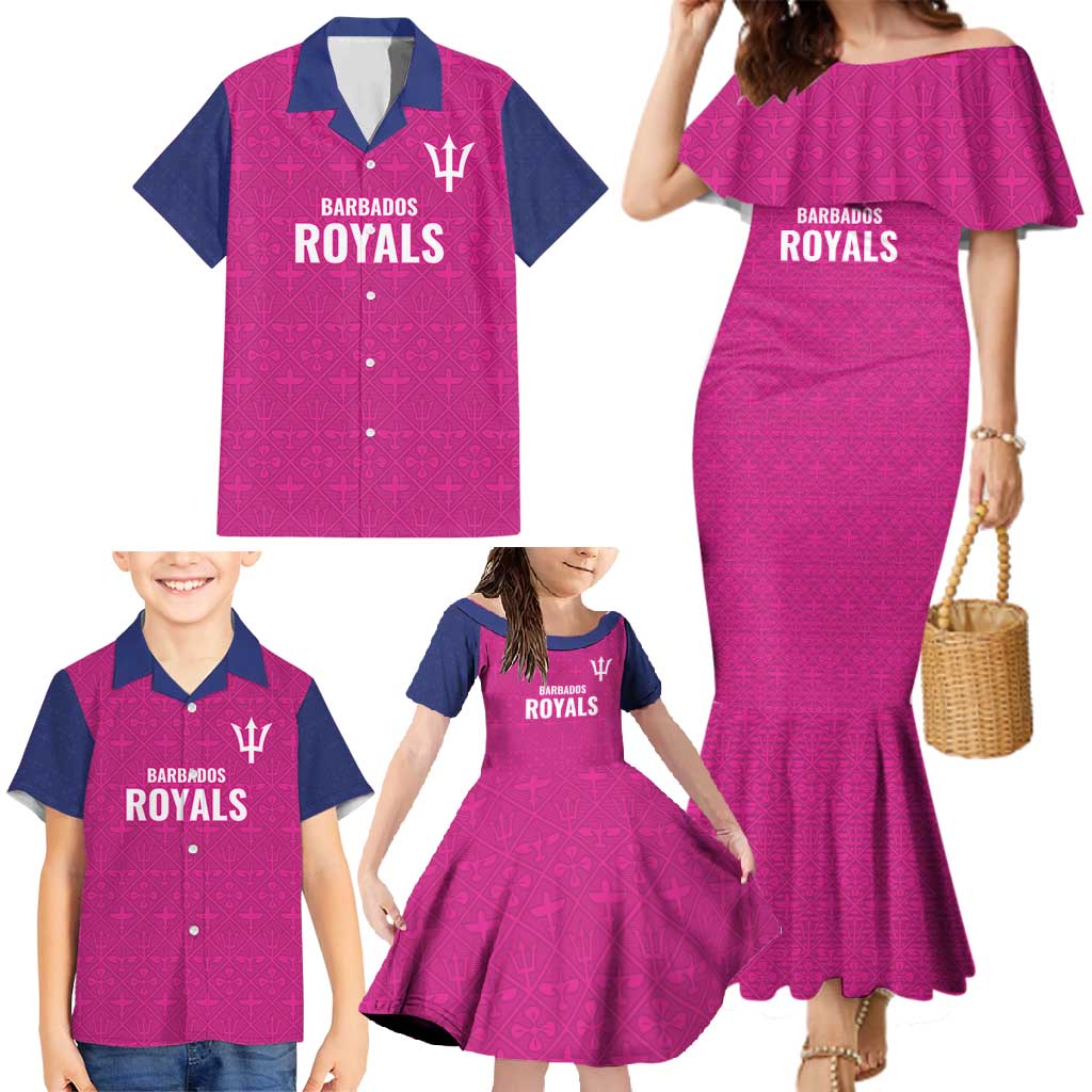 Caribbean Cricket Barbados Custom Family Matching Mermaid Dress and Hawaiian Shirt Strike of the Tridents Pink Fury - Wonder Print Shop