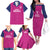 Caribbean Cricket Barbados Custom Family Matching Off The Shoulder Long Sleeve Dress and Hawaiian Shirt Strike of the Tridents Pink Fury - Wonder Print Shop