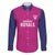 Caribbean Cricket Barbados Custom Family Matching Off The Shoulder Long Sleeve Dress and Hawaiian Shirt Strike of the Tridents Pink Fury - Wonder Print Shop