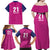Caribbean Cricket Barbados Custom Family Matching Off Shoulder Maxi Dress and Hawaiian Shirt Strike of the Tridents Pink Fury - Wonder Print Shop