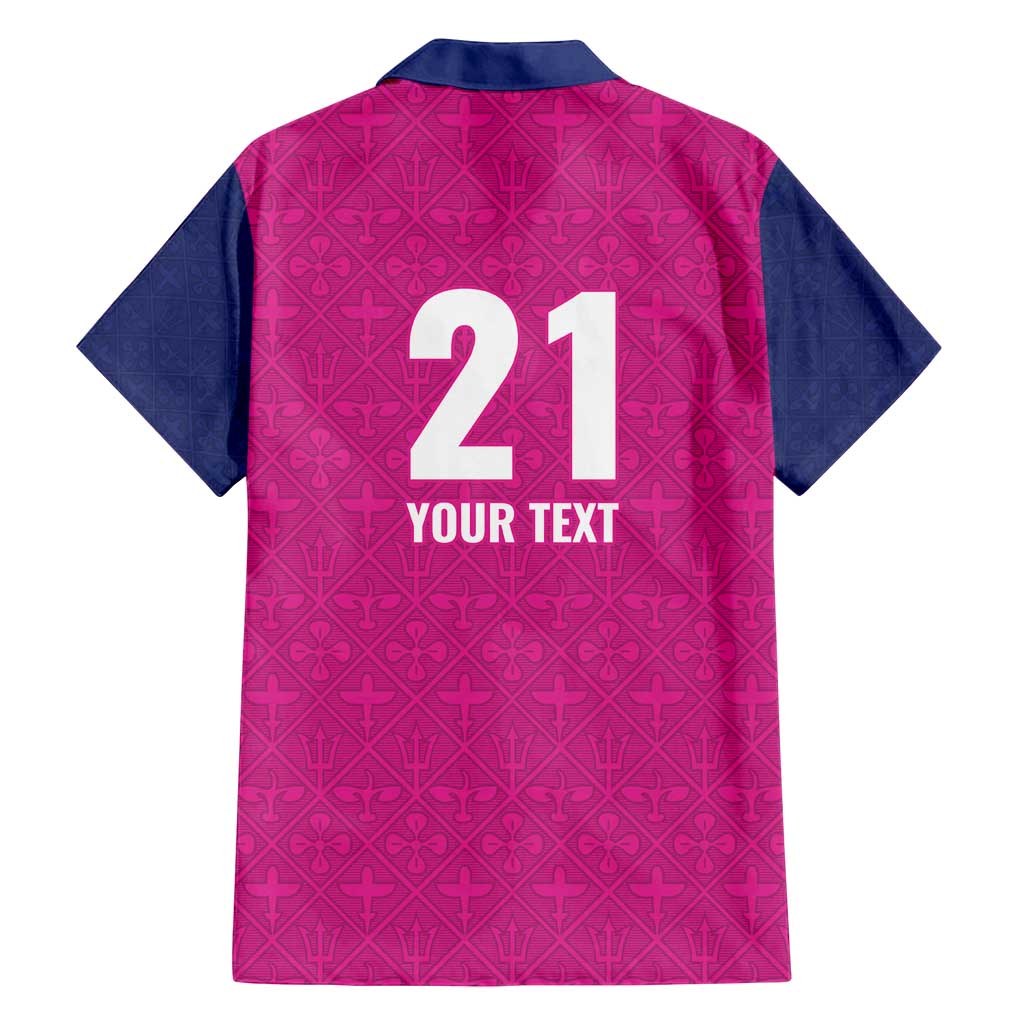 Caribbean Cricket Barbados Custom Family Matching Off Shoulder Maxi Dress and Hawaiian Shirt Strike of the Tridents Pink Fury - Wonder Print Shop