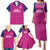 Caribbean Cricket Barbados Custom Family Matching Puletasi and Hawaiian Shirt Strike of the Tridents Pink Fury - Wonder Print Shop