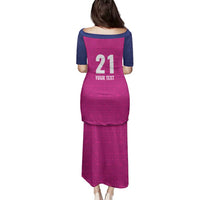 Caribbean Cricket Barbados Custom Family Matching Puletasi and Hawaiian Shirt Strike of the Tridents Pink Fury - Wonder Print Shop