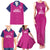 Caribbean Cricket Barbados Custom Family Matching Tank Maxi Dress and Hawaiian Shirt Strike of the Tridents Pink Fury - Wonder Print Shop