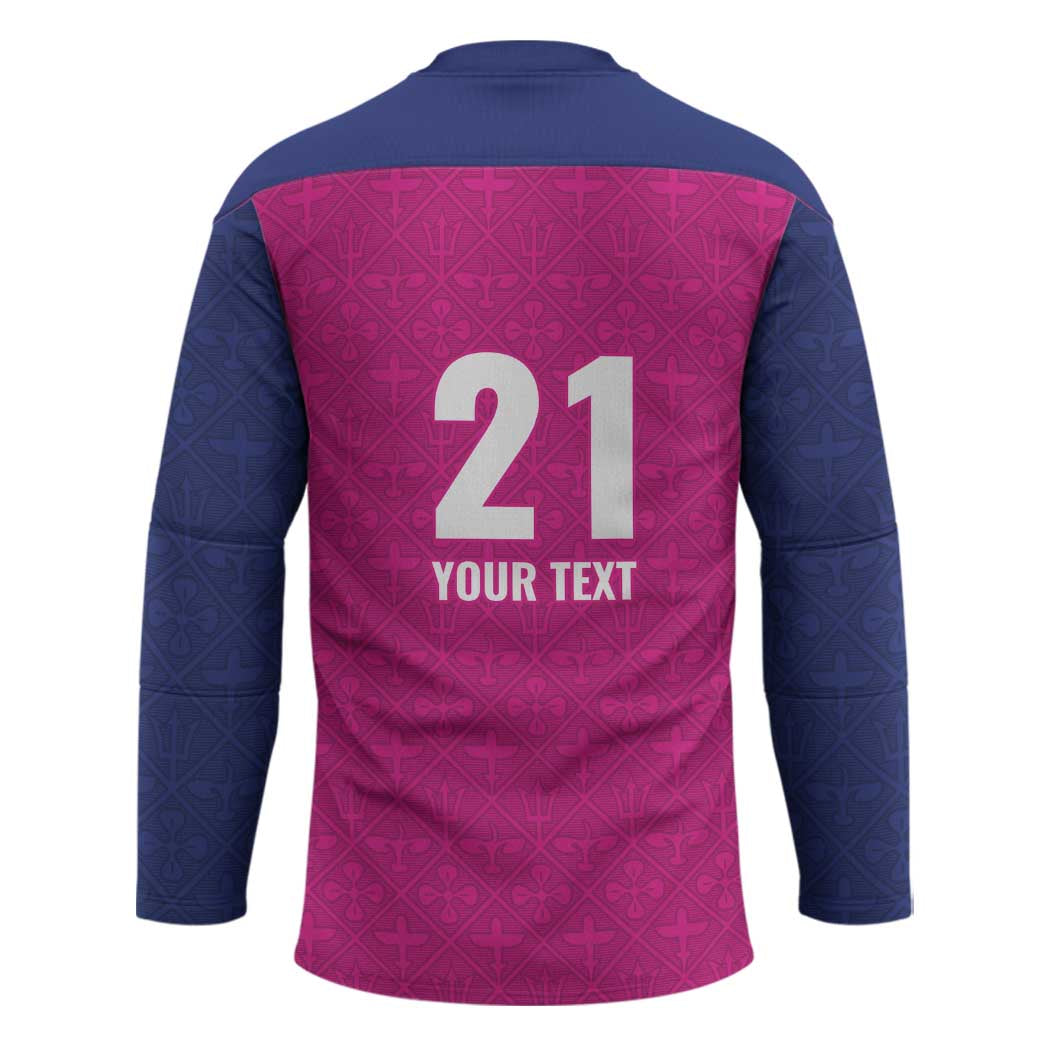 Caribbean Cricket Barbados Custom Hockey Jersey Strike of the Tridents Pink Fury - Wonder Print Shop