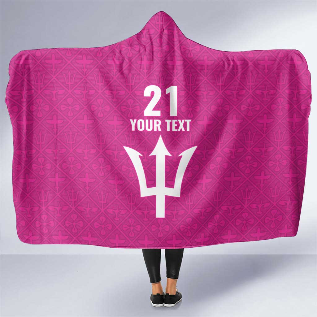 Caribbean Cricket Barbados Custom Hooded Blanket Strike of the Tridents Pink Fury - Wonder Print Shop