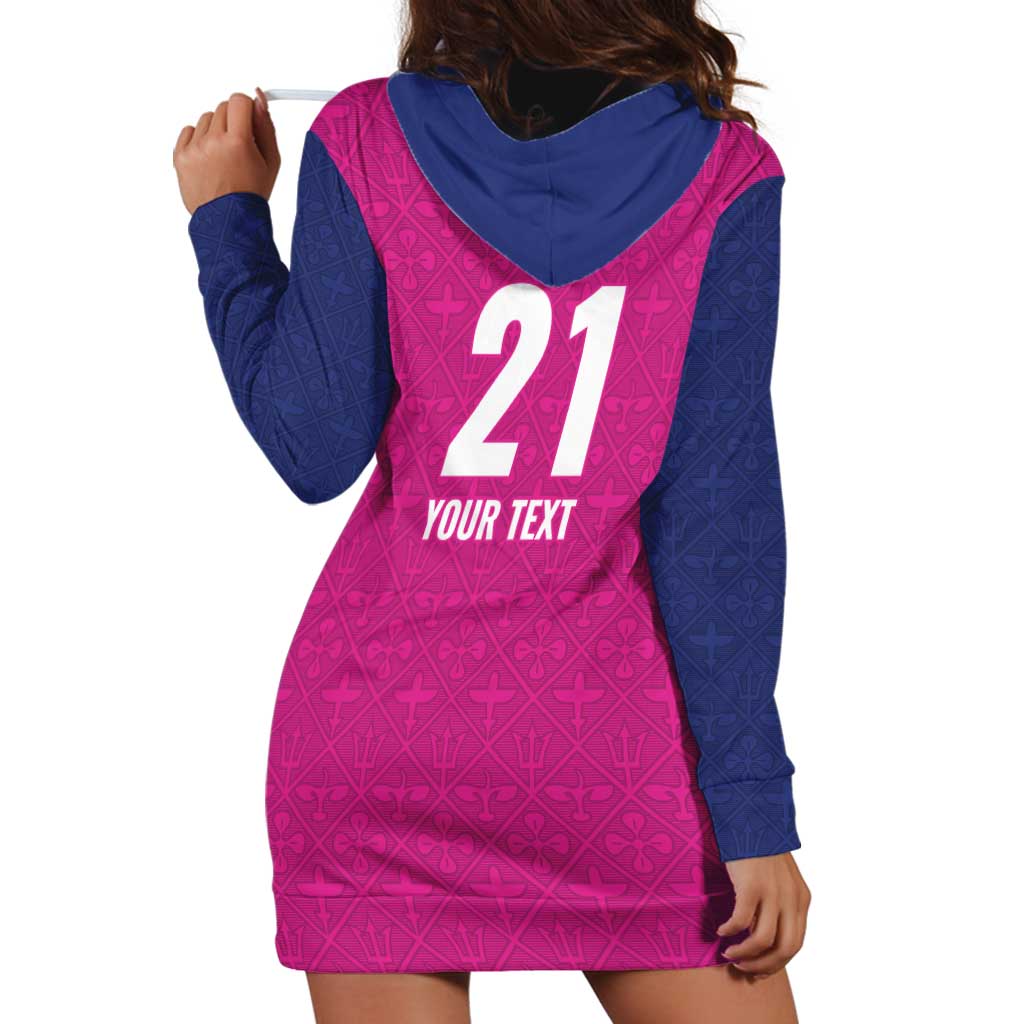 Caribbean Cricket Barbados Custom Hoodie Dress Strike of the Tridents Pink Fury - Wonder Print Shop