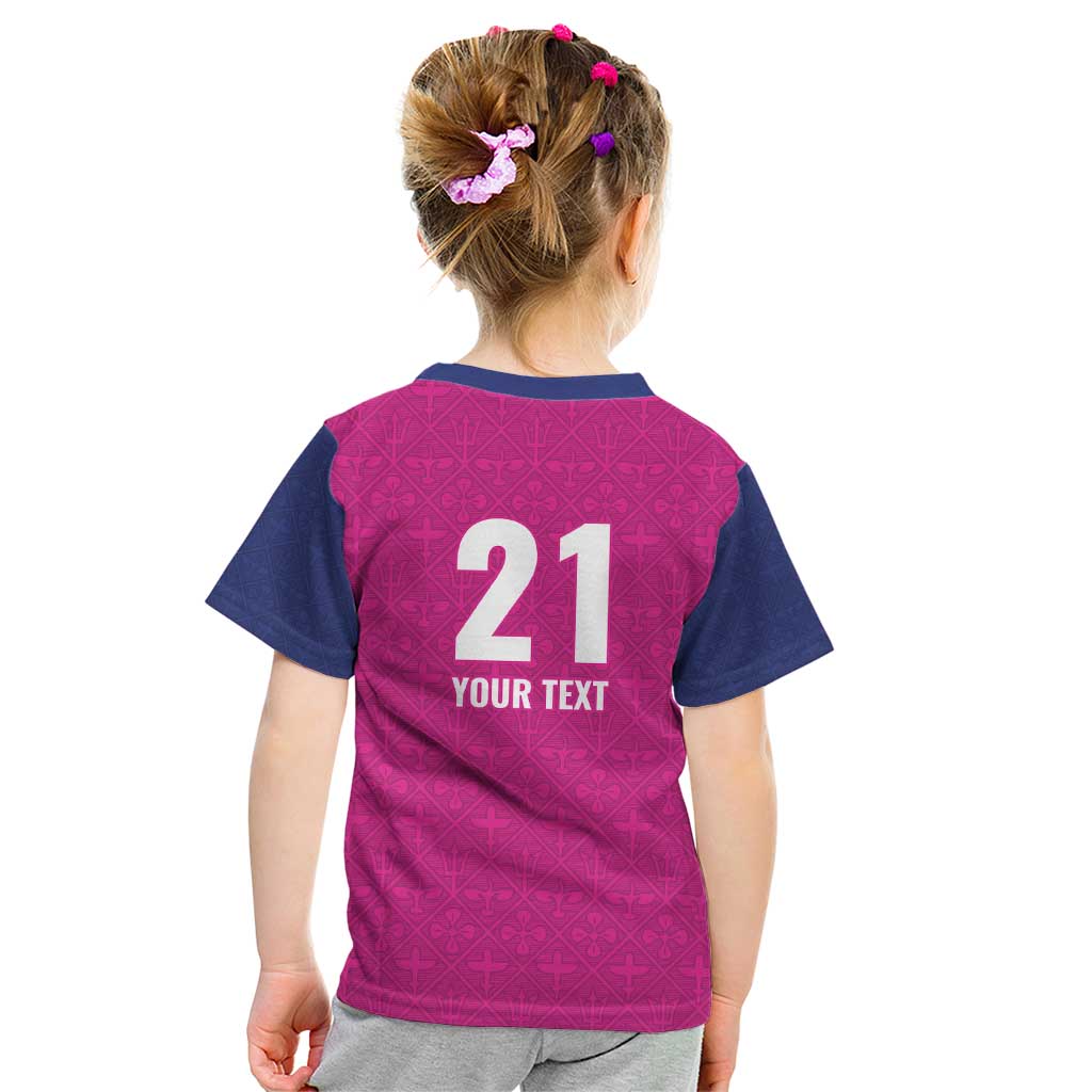 Caribbean Cricket Barbados Custom Kid T Shirt Strike of the Tridents Pink Fury - Wonder Print Shop