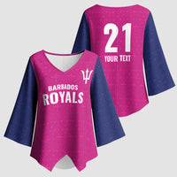 Caribbean Cricket Barbados Custom Kimono Sleeve Blouse Strike of the Tridents Pink Fury - Wonder Print Shop