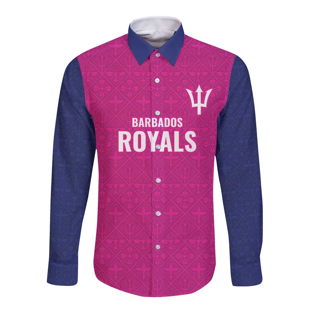 Caribbean Cricket Barbados Custom Long Sleeve Button Shirt Strike of the Tridents Pink Fury - Wonder Print Shop
