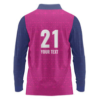 Caribbean Cricket Barbados Custom Long Sleeve Polo Shirt Strike of the Tridents Pink Fury - Wonder Print Shop