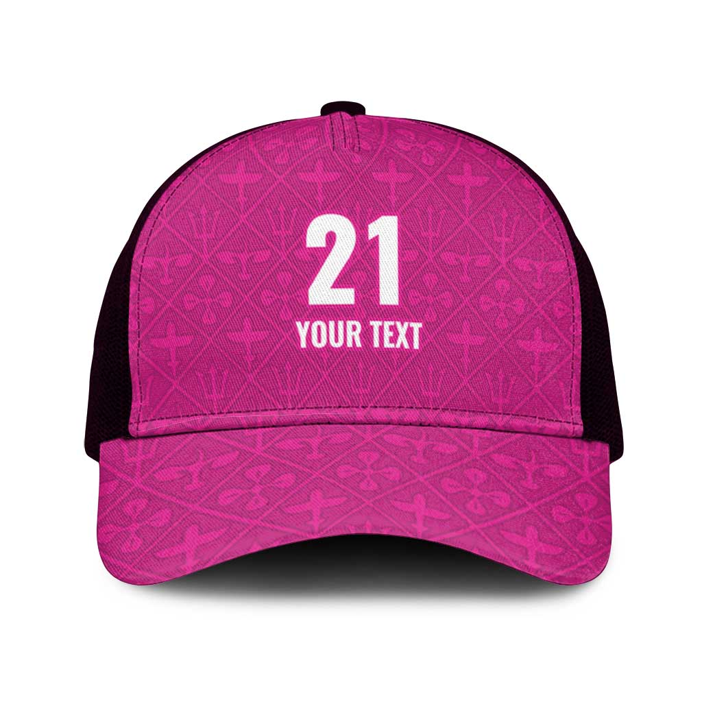Caribbean Cricket Barbados Custom Mesh Trucker Cap Strike of the Tridents Pink Fury - Wonder Print Shop