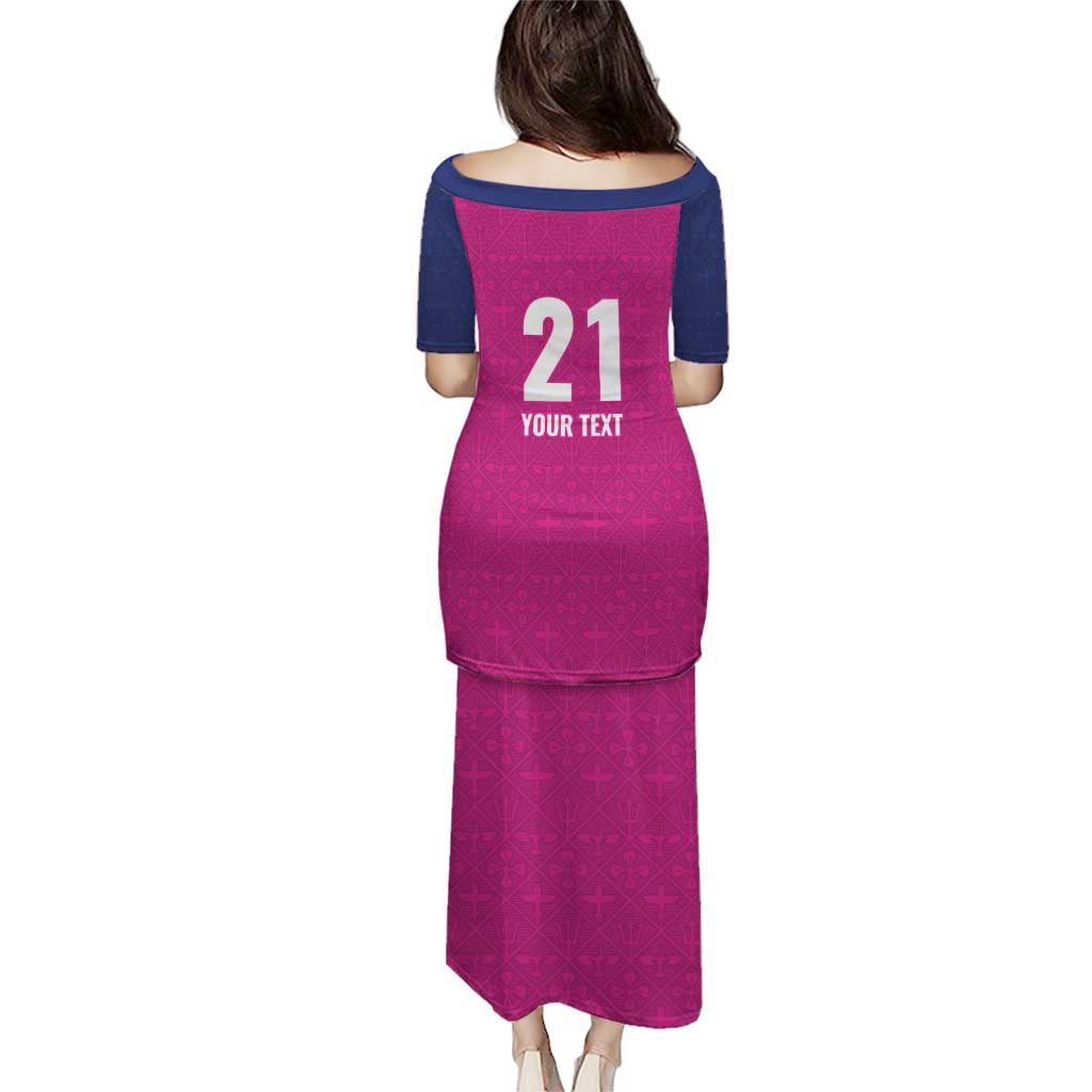 Caribbean Cricket Barbados Custom Puletasi Strike of the Tridents Pink Fury - Wonder Print Shop