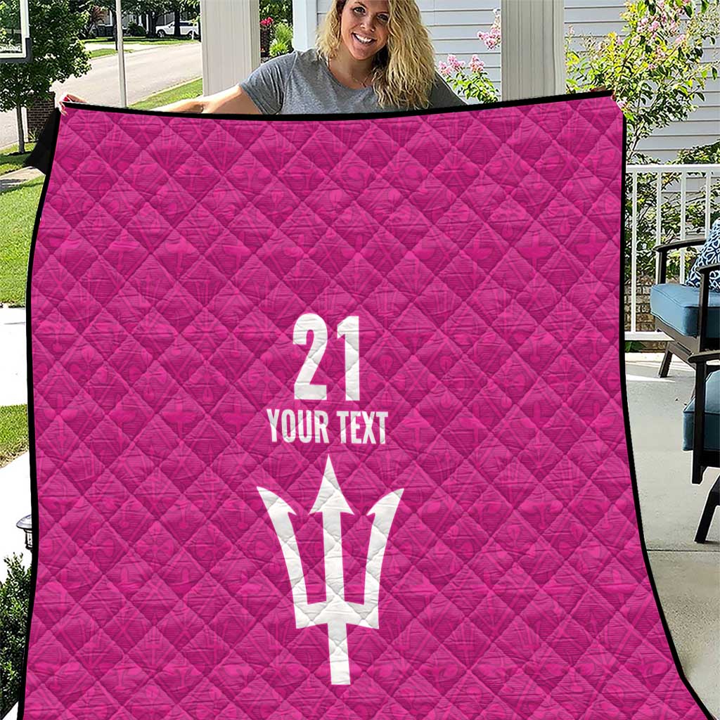 Caribbean Cricket Barbados Custom Quilt Strike of the Tridents Pink Fury - Wonder Print Shop