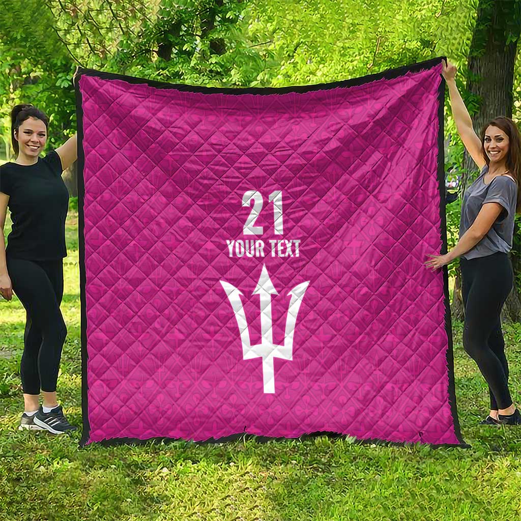 Caribbean Cricket Barbados Custom Quilt Strike of the Tridents Pink Fury - Wonder Print Shop