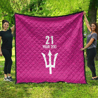 Caribbean Cricket Barbados Custom Quilt Strike of the Tridents Pink Fury - Wonder Print Shop