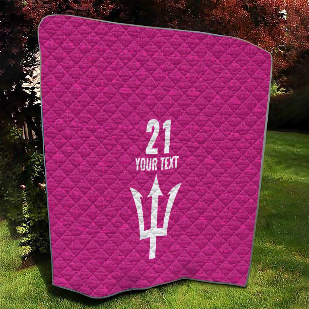 Caribbean Cricket Barbados Custom Quilt Strike of the Tridents Pink Fury - Wonder Print Shop