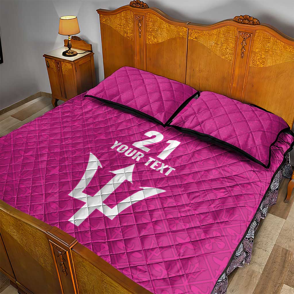 Caribbean Cricket Barbados Custom Quilt Bed Set Strike of the Tridents Pink Fury - Wonder Print Shop