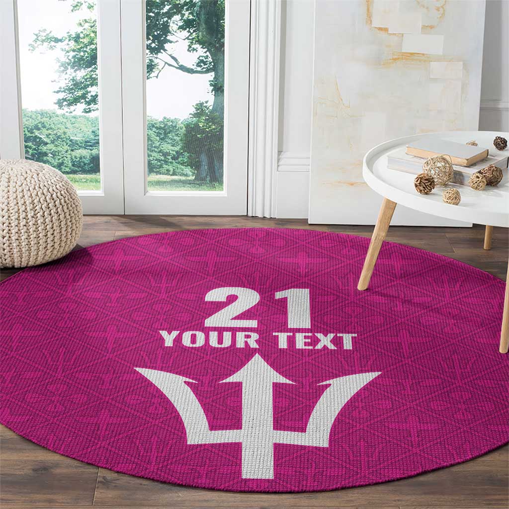 Caribbean Cricket Barbados Custom Round Carpet Strike of the Tridents Pink Fury - Wonder Print Shop
