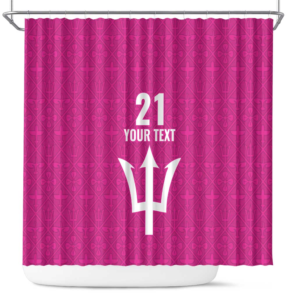 Caribbean Cricket Barbados Custom Shower Curtain Strike of the Tridents Pink Fury - Wonder Print Shop