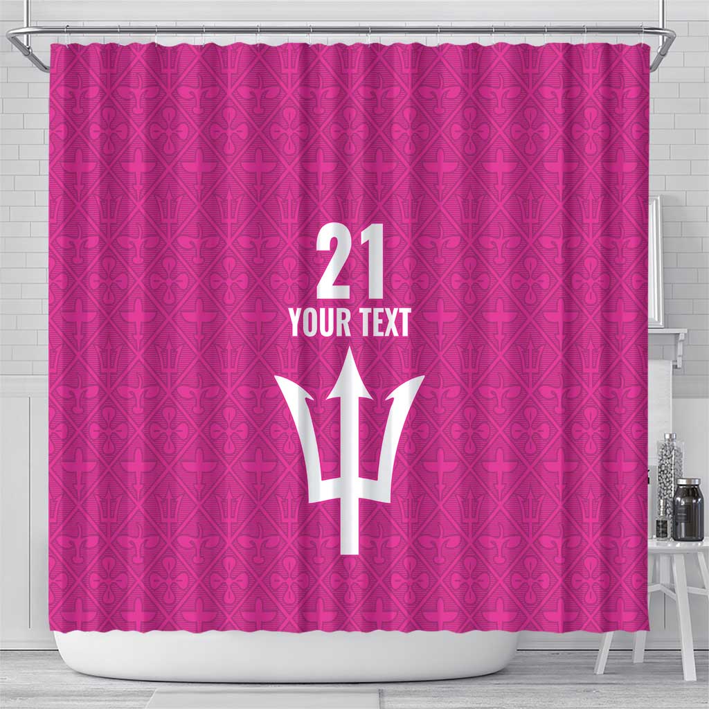 Caribbean Cricket Barbados Custom Shower Curtain Strike of the Tridents Pink Fury - Wonder Print Shop