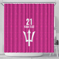 Caribbean Cricket Barbados Custom Shower Curtain Strike of the Tridents Pink Fury - Wonder Print Shop