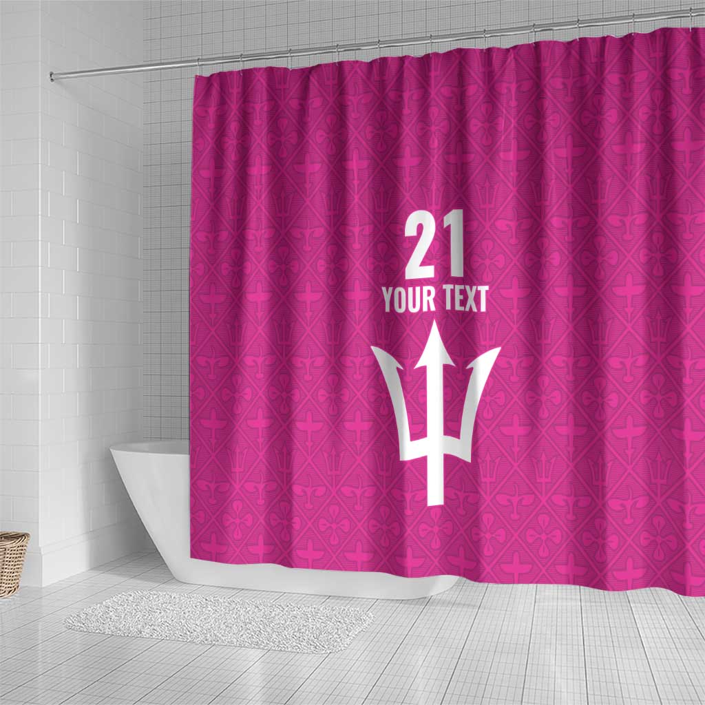 Caribbean Cricket Barbados Custom Shower Curtain Strike of the Tridents Pink Fury - Wonder Print Shop