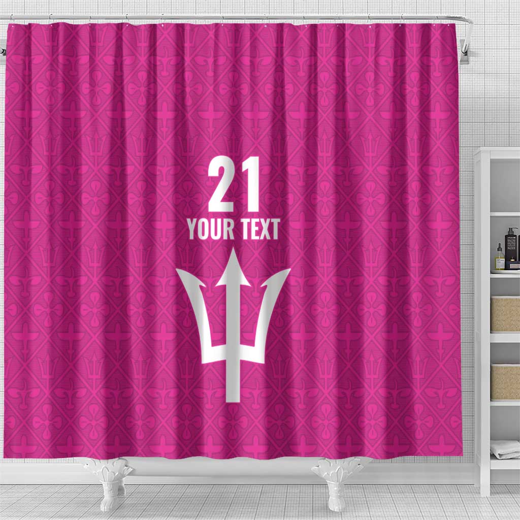 Caribbean Cricket Barbados Custom Shower Curtain Strike of the Tridents Pink Fury - Wonder Print Shop