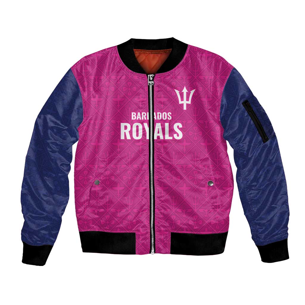 Caribbean Cricket Barbados Custom Sleeve Zip Bomber Jacket Strike of the Tridents Pink Fury - Wonder Print Shop