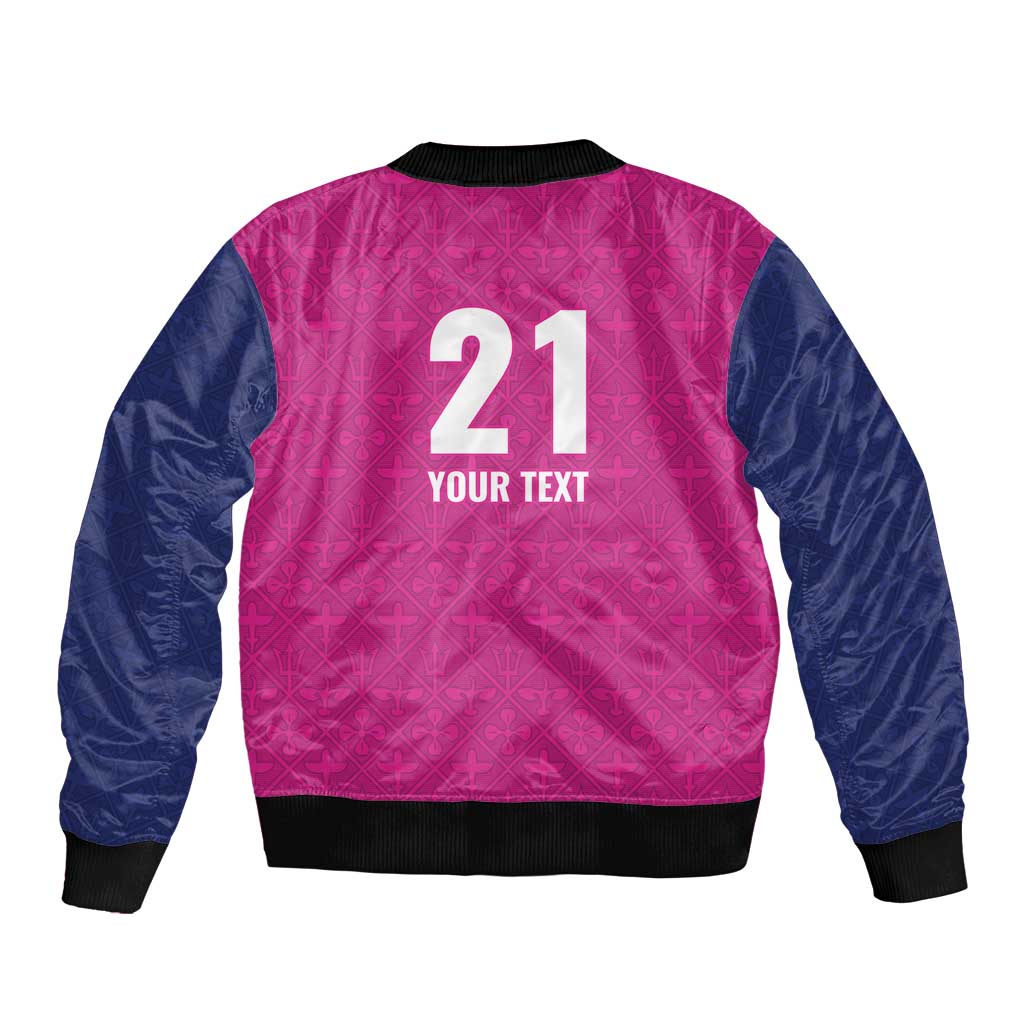 Caribbean Cricket Barbados Custom Sleeve Zip Bomber Jacket Strike of the Tridents Pink Fury - Wonder Print Shop
