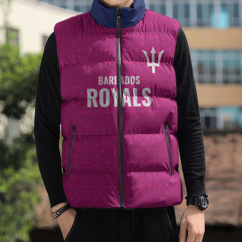 Caribbean Cricket Barbados Custom Sleeveless Puffer Jacket Strike of the Tridents Pink Fury - Wonder Print Shop
