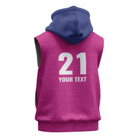 Caribbean Cricket Barbados Custom Sleeveless Zip Hoodie Strike of the Tridents Pink Fury - Wonder Print Shop