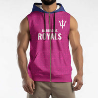 Caribbean Cricket Barbados Custom Sleeveless Zip Hoodie Strike of the Tridents Pink Fury - Wonder Print Shop