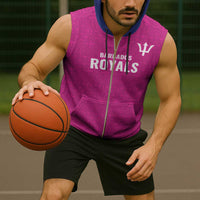 Caribbean Cricket Barbados Custom Sleeveless Zip Hoodie Strike of the Tridents Pink Fury - Wonder Print Shop