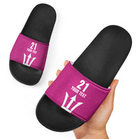 Caribbean Cricket Barbados Custom Slide Sandals Strike of the Tridents Pink Fury - Wonder Print Shop