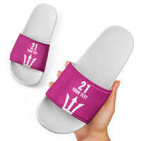 Caribbean Cricket Barbados Custom Slide Sandals Strike of the Tridents Pink Fury - Wonder Print Shop