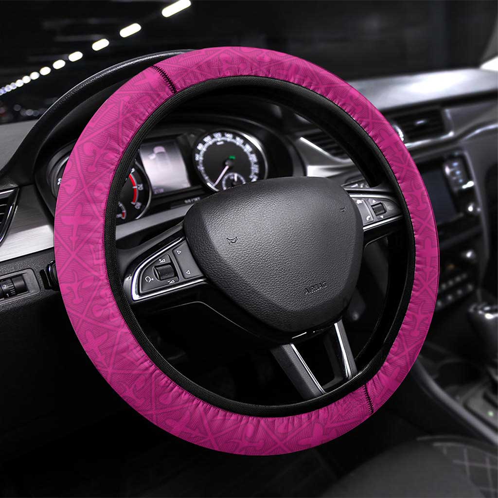 Caribbean Cricket Barbados Steering Wheel Cover Strike of the Tridents Pink Fury - Wonder Print Shop