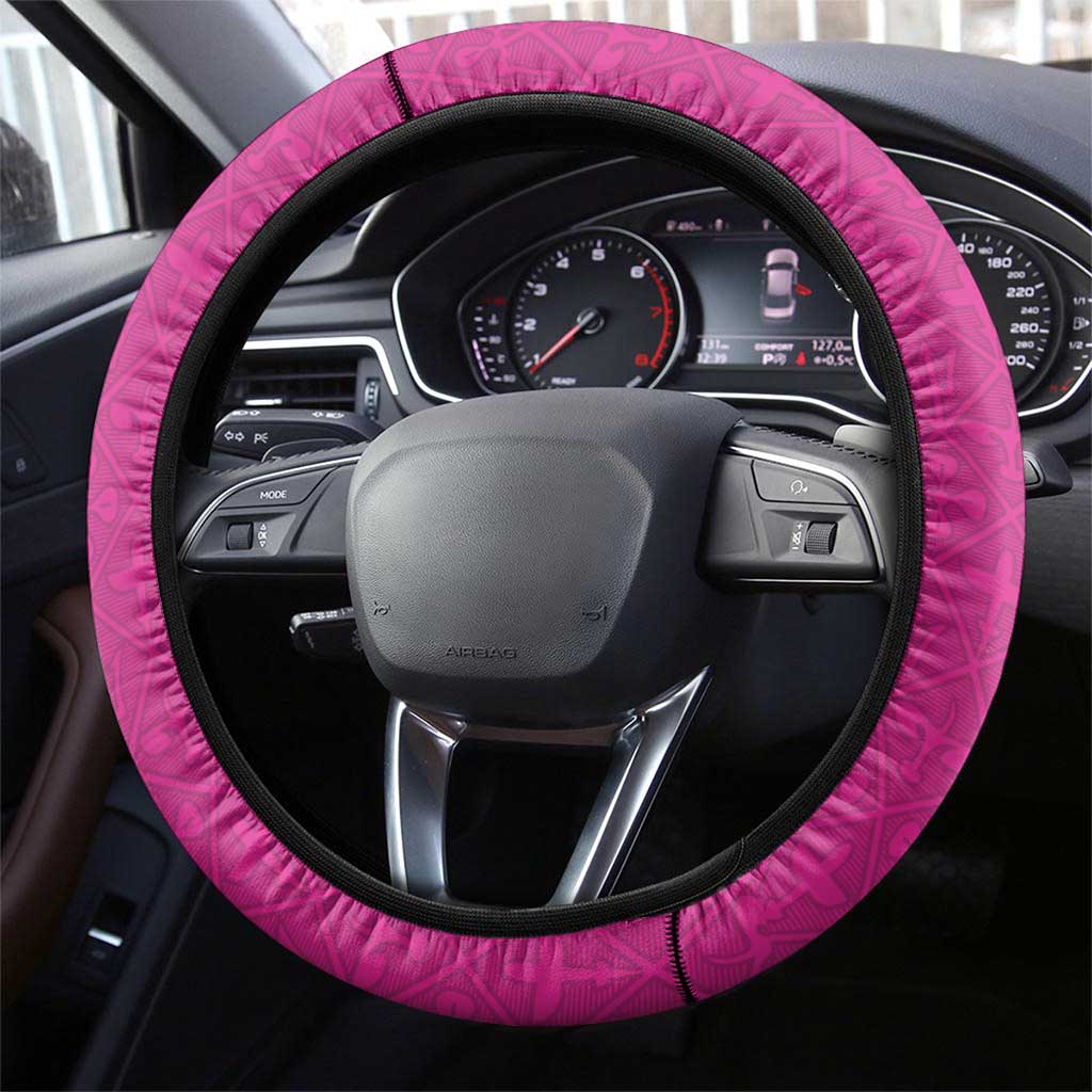 Caribbean Cricket Barbados Steering Wheel Cover Strike of the Tridents Pink Fury - Wonder Print Shop