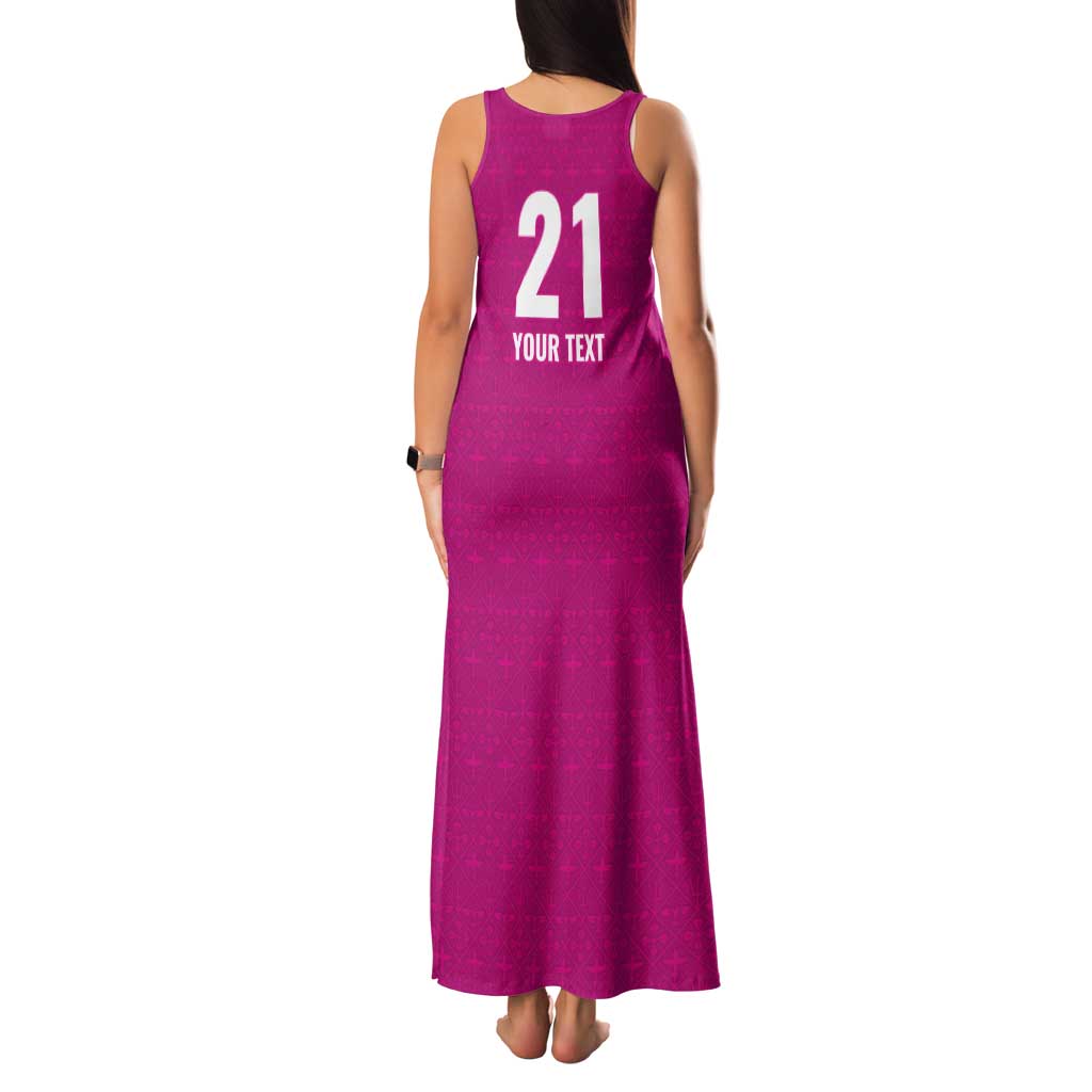 Caribbean Cricket Barbados Custom Tank Maxi Dress Strike of the Tridents Pink Fury - Wonder Print Shop