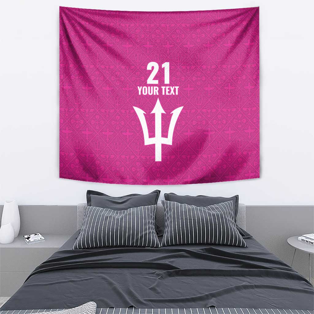Caribbean Cricket Barbados Custom Tapestry Strike of the Tridents Pink Fury - Wonder Print Shop
