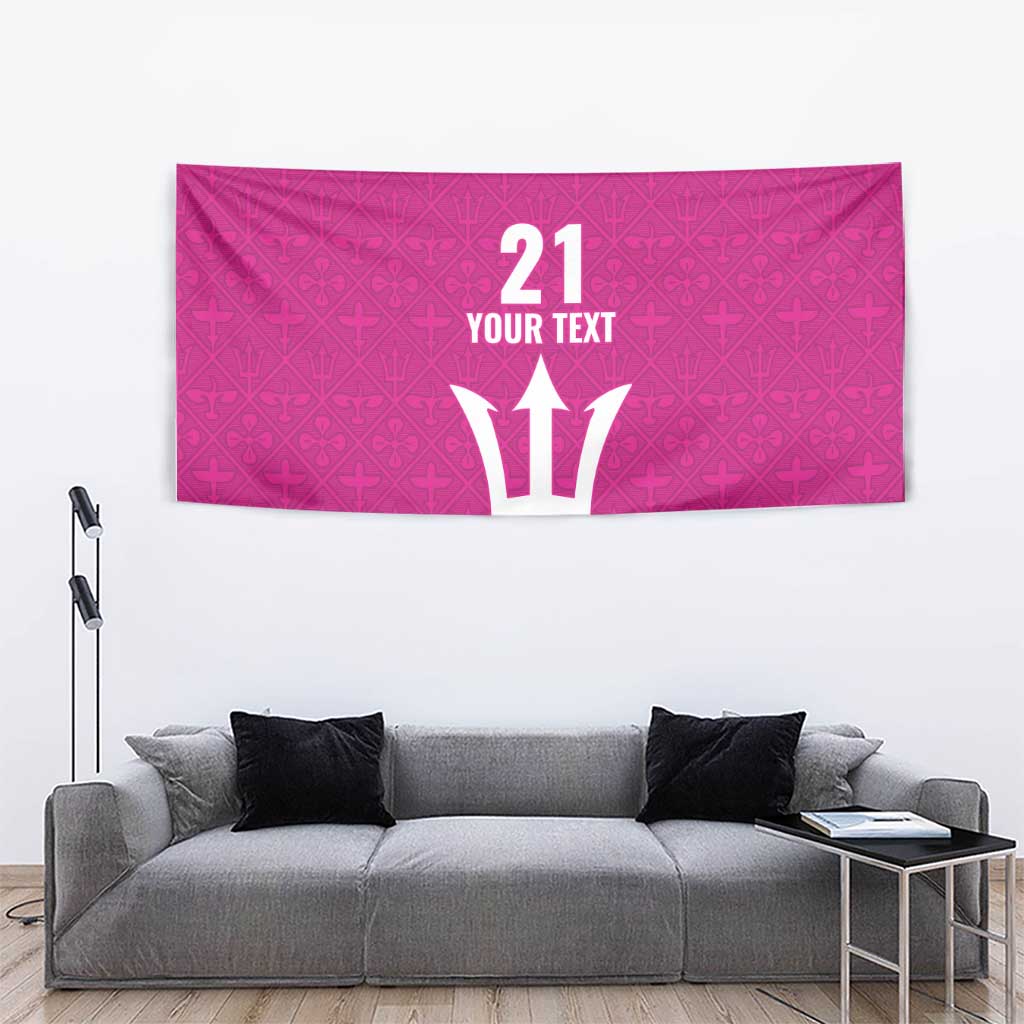 Caribbean Cricket Barbados Custom Tapestry Strike of the Tridents Pink Fury - Wonder Print Shop