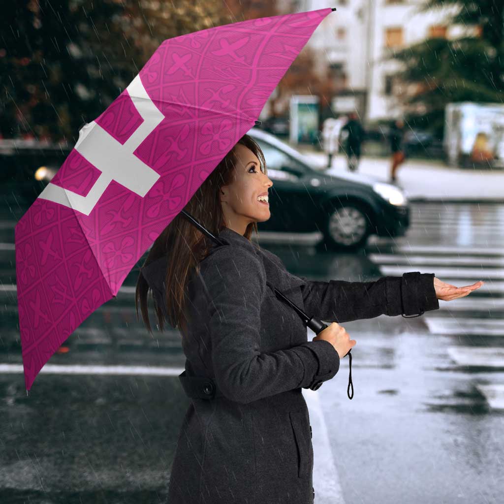 Caribbean Cricket Barbados Custom Umbrella Strike of the Tridents Pink Fury - Wonder Print Shop