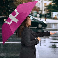 Caribbean Cricket Barbados Custom Umbrella Strike of the Tridents Pink Fury - Wonder Print Shop