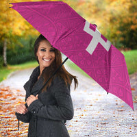 Caribbean Cricket Barbados Custom Umbrella Strike of the Tridents Pink Fury - Wonder Print Shop